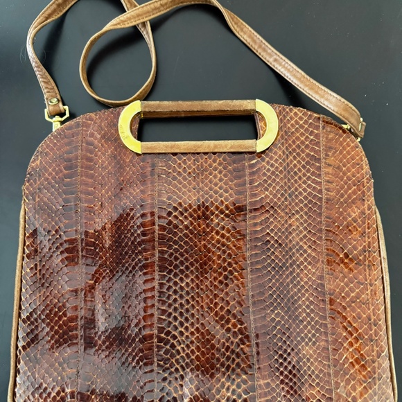 Vintage Birks Snakeskin Purse Handbag Shoulder suede leather  Designer 70's - Picture 3 of 16